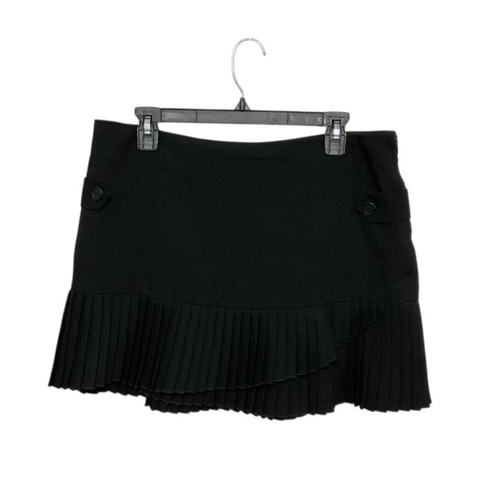VTG Y2K Black Pleated Mini Skirt Size 15 X-Large Juniors Button Sides